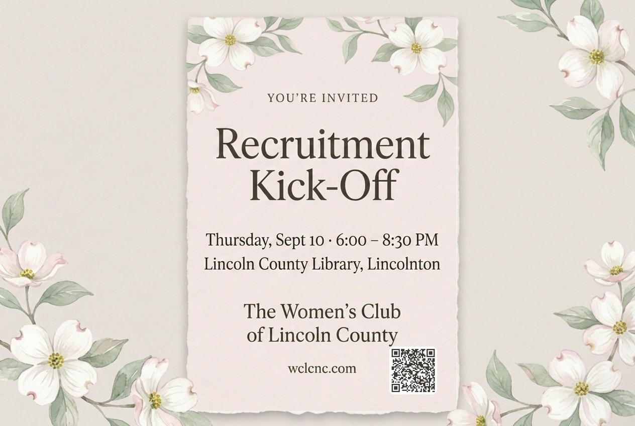 Recruitment Kick-Off invitation — Thursday, Sept 10 from 6:00 to 8:30 PM at the Lincoln County Library — scan the QR code to become a founding member